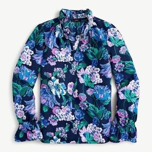 J. Crew Floral Ruffleneck Blouse